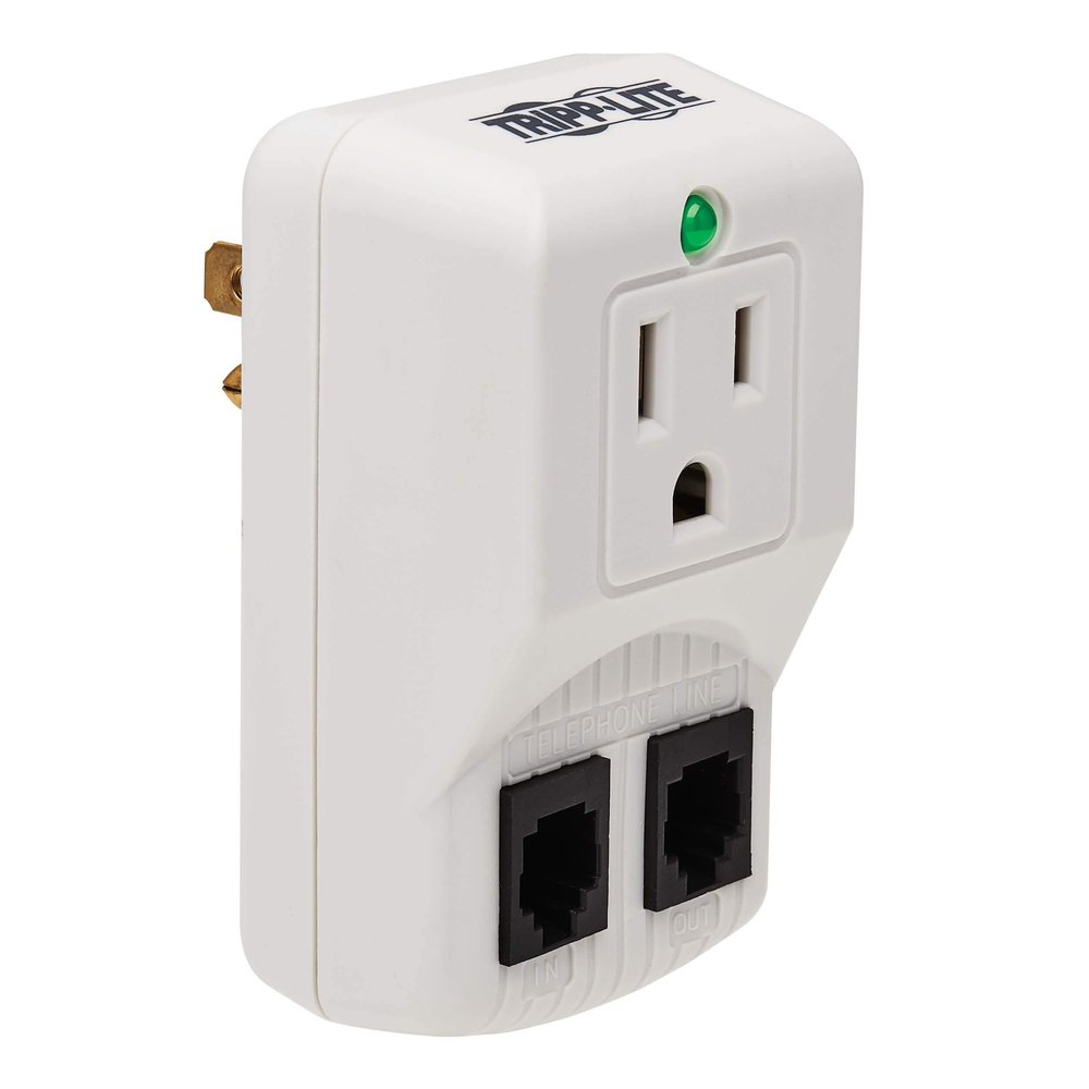 TRIPP LITE 1 Outlet Portable Surge Protector Power Strip, Direct Plug in, Tel/Modem Protection