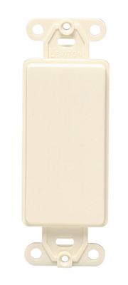 Leviton 80414-A Decora plastic adapter plate, Blank - No hole, with-ears, and two mounting screws. Almond