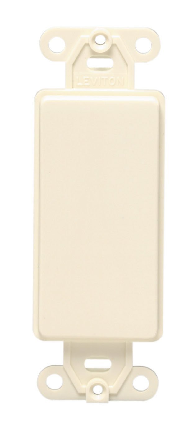 Leviton 80414-A Decora plastic adapter plate, Blank - No hole, with-ears, and two mounting screws. Almond