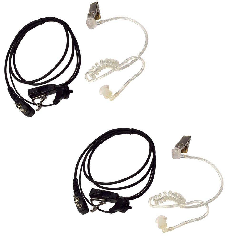2X HQRP 2 Pin Acoustic Tube Earpiece Headsets Mic Compatible with ICOM IC-F4S, IC-F4SR, IC-F4TR, IC-FS25R + HQRP Sun Meter