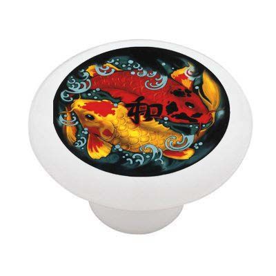 Gotham Decor Asian Koi Carp Symbol of Love Ceramic Drawer Knob