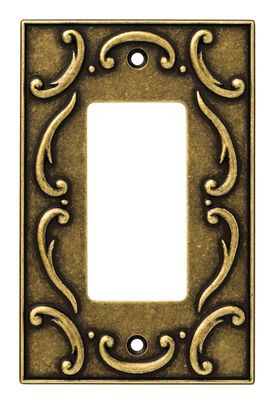 Brainerd 126347 French Lace Single Decorator Wall Plate / Switch Plate / Cover, Burnished Antique Brass