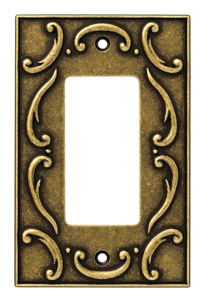 Brainerd 126347 French Lace Single Decorator Wall Plate / Switch Plate / Cover, Burnished Antique Brass