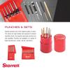 Starrett Extra-Long Drive Pin Punch Set with Knurled Grip and Protective Vinyl Case - 8" Length, 1/8", 3/16", 1/4", 5/16", 3/8" Punch Diameter - Set of 5 - S248PC view 3