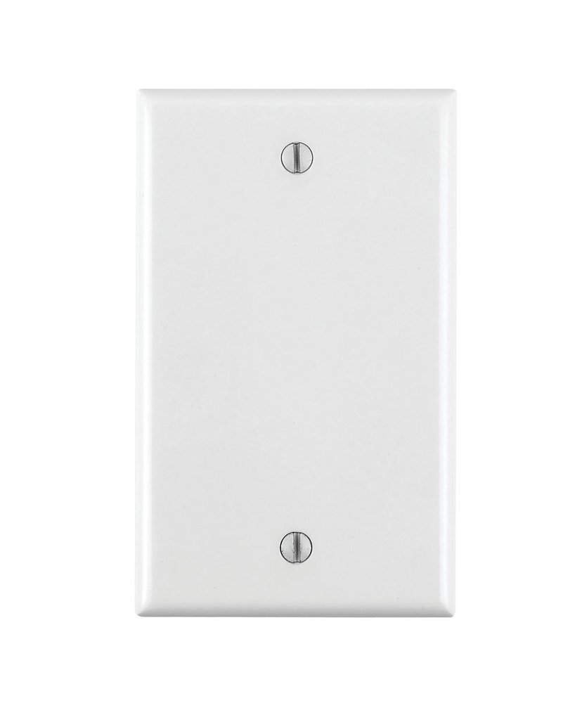 Leviton 1-Gang No Device Blank Wallplate, Standard Size, Thermoplastic Nylon, Box Mount, 80714-W, White