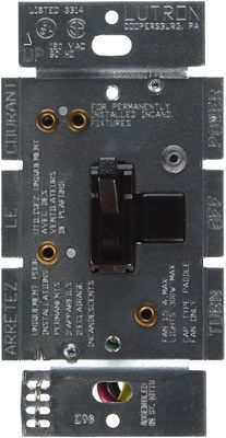 Lutron Toggler Quiet 3-Speed Slide-To-Off Fan Control, 1.5-Amp, Single-Pole/3-Way, AYFSQ-F-BR, Brown