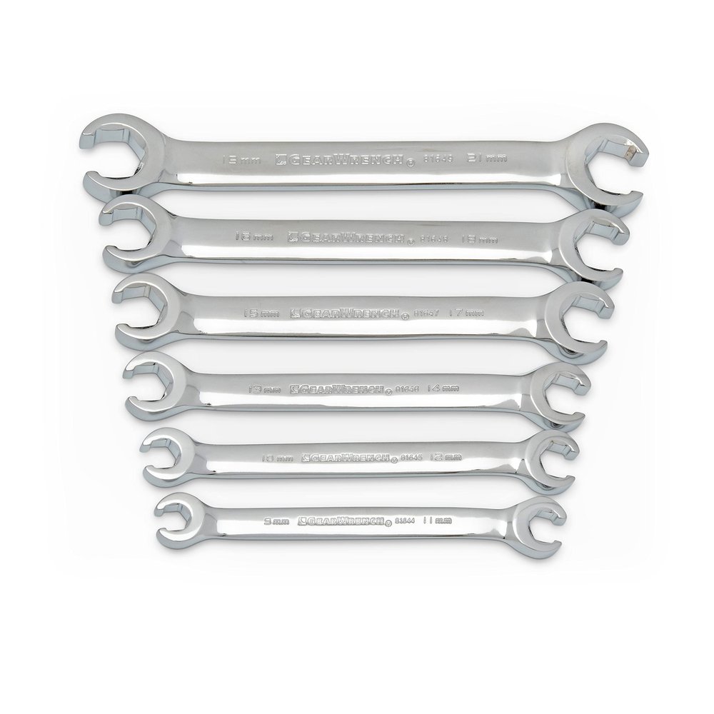GEARWRENCH 6 Pc. Flare Nut Wrench Set, Metric - 81906