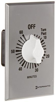 Intermatic FF360M 60-Minute Spring Loaded Wall Timer, Brushed Metal