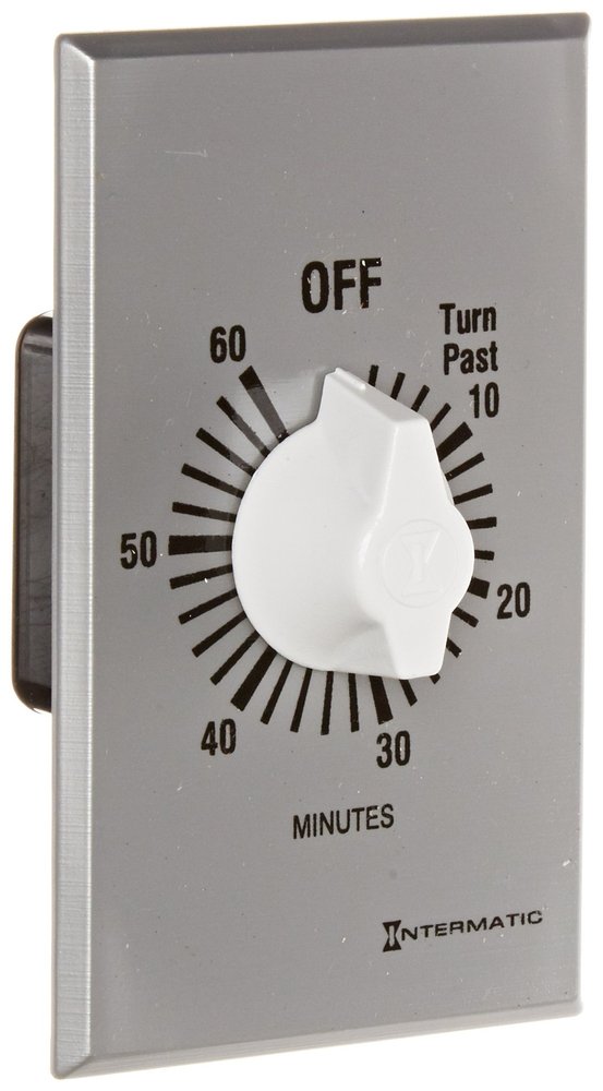 Intermatic FF360M 60-Minute Spring Loaded Wall Timer, Brushed Metal