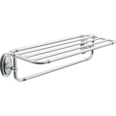 Moen YB5494CH Kingsley 24-Inch W x 9.6-Inch D Bathroom Hotel Towel Shelf, Chrome