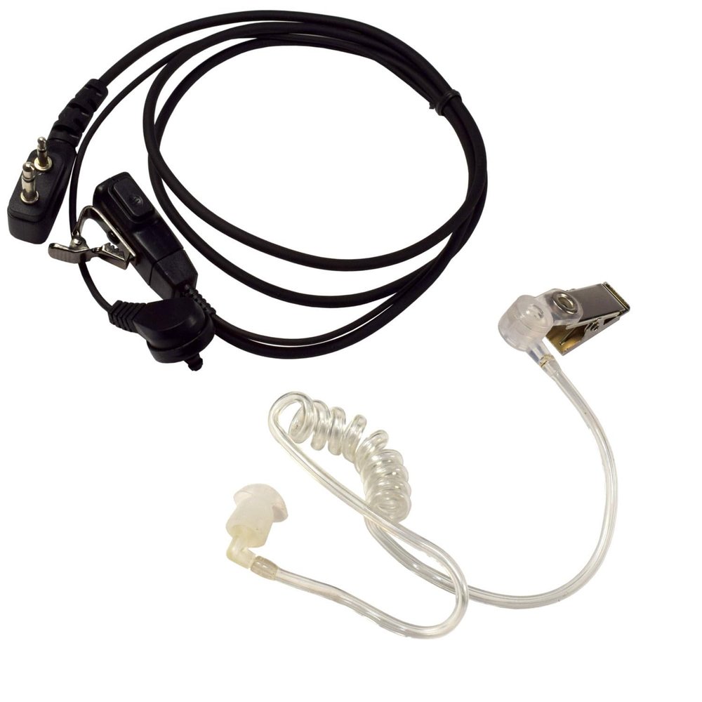 HQRP 2 Pin Acoustic Tube Earpiece Headset Mic Compatible with ICOM IC-T21CP, IC-T21E, IC-T22, IC-T22A, IC-T22E Sun Meter