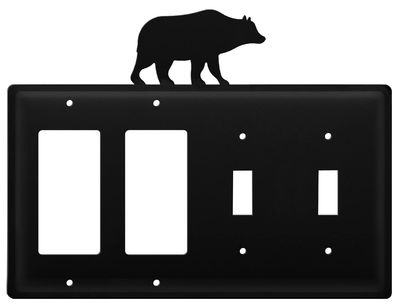 Village Wrought Iron EGGSS-14 8.25 Inch Bear GFI and Double Switch Cover, Black