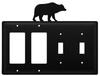 Village Wrought Iron EGGSS-14 8.25 Inch Bear GFI and Double Switch Cover, Black view 1